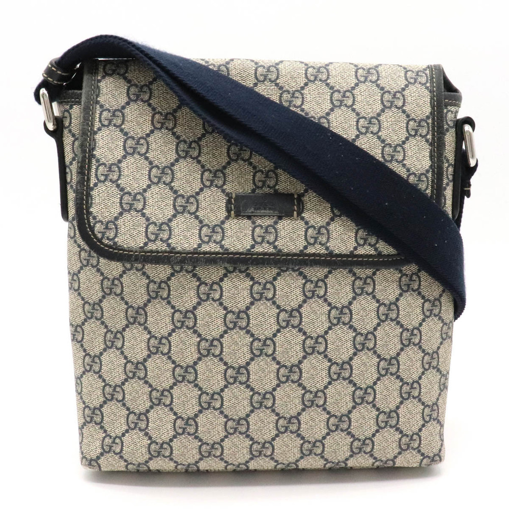 Gucci GG Supreme Plus Crossbody Bag Navy Blue Leather